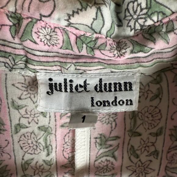 Juliet Dunn London White Floral Block Print Boho Cotton Shirt Mini Dress Size S - Picture 11 of 12